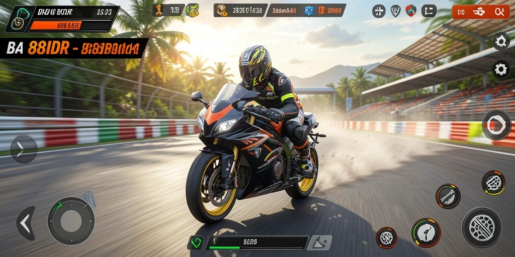 Gameplay menarik dari 888IDR dengan balapan motor yang seru.