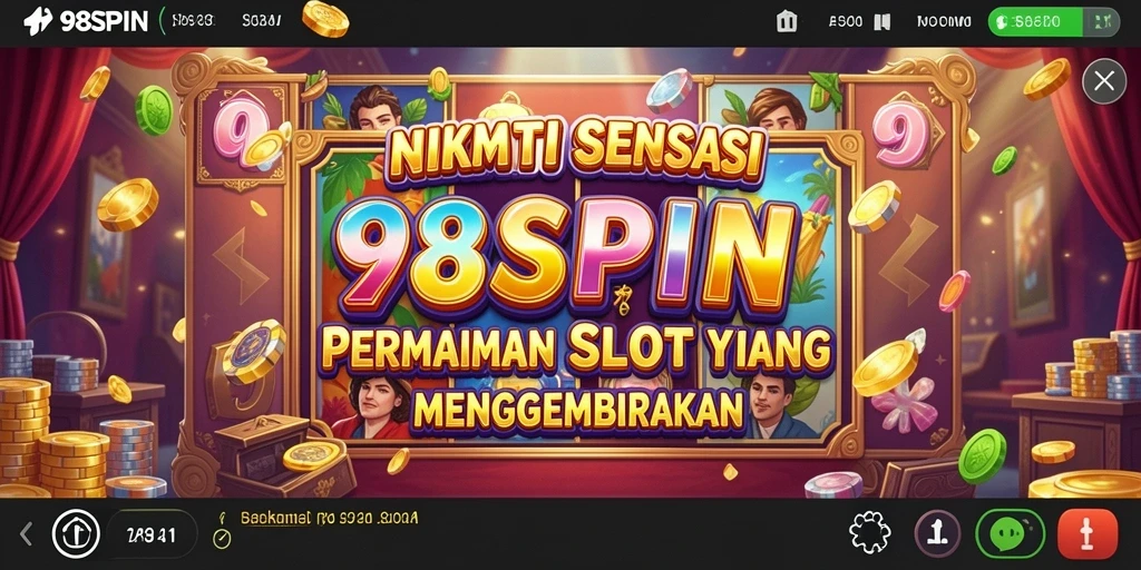 Tampilan gameplay seru dari 98SPIN dengan gulungan slot berputar.