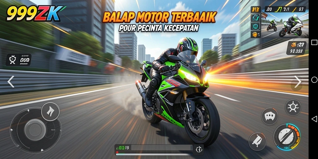 Tampilan gameplay mendebarkan di 999ZK saat beradu kecepatan.
