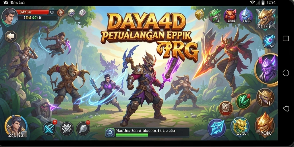 Tangkapan layar dari DAYA4D yang menunjukkan aksi pertempuran epik di dunia RPG.