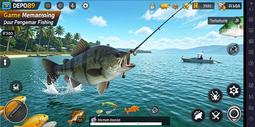 Screenshot gameplay DEPO89 dengan aksi memancing yang seru.