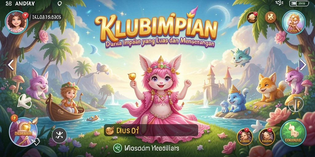 Screenshot gameplay KLUBIMPIAN menampilkan eksplorasi dunia yang luas.