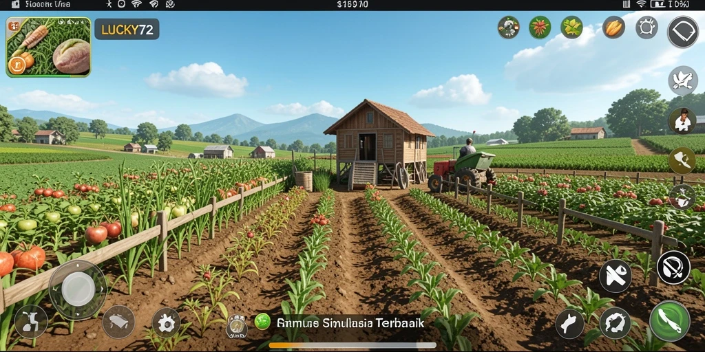 Screenshot gameplay LUCKY72 menampilkan proses bertani yang seru dan interaksi sosial.