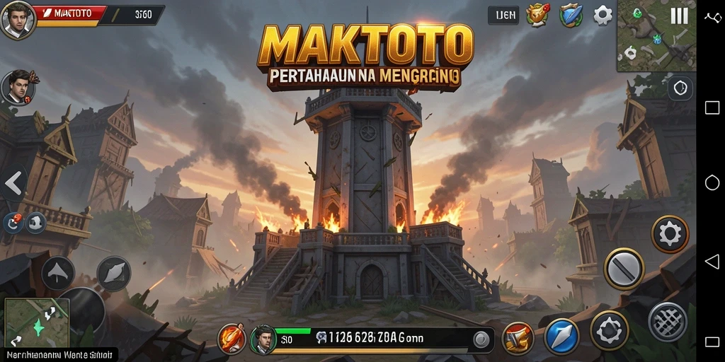 Screenshot gameplay Tower Defense MAKTOTO dengan menara dan musuh.