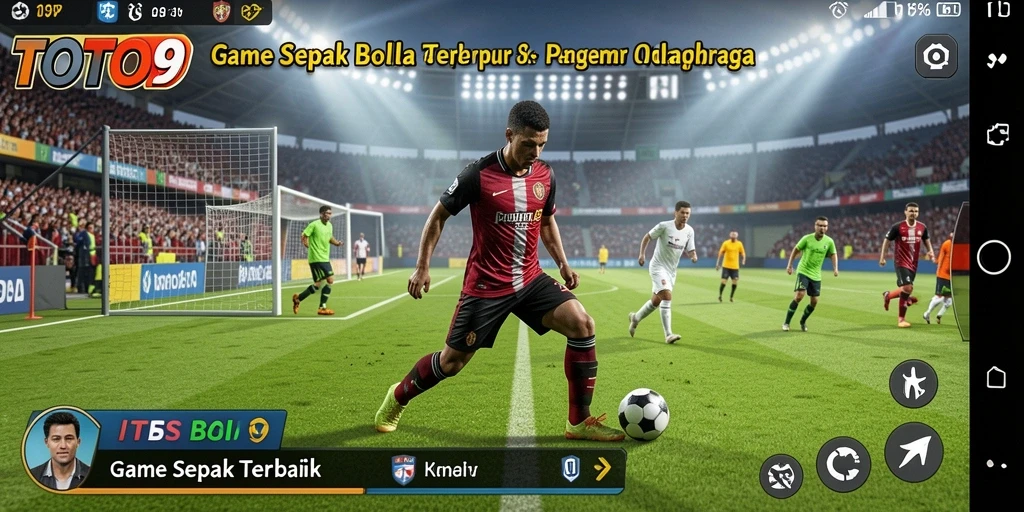 Tampilan gameplay TOTO9 dengan aksi sepak bola yang menegangkan.